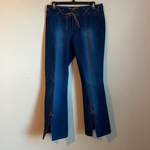 Vintage Committed Stretch Denim Jeans with Leather Lacing Details Size 6